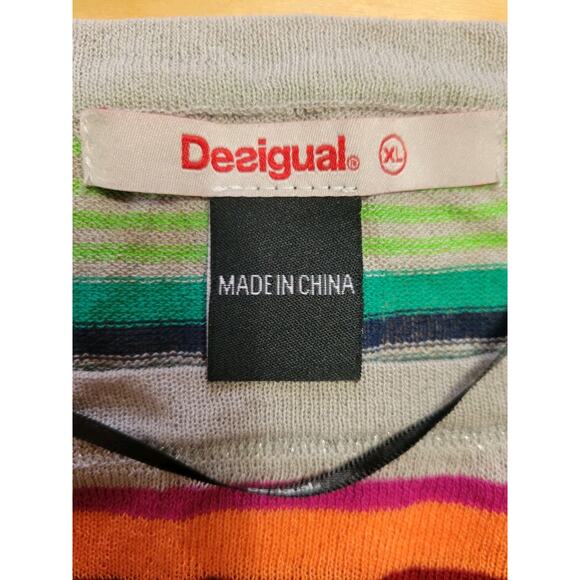 Desigual ladies striped sweater pullover size XL ( See Measurements) Colorful - Picture 3 of 6